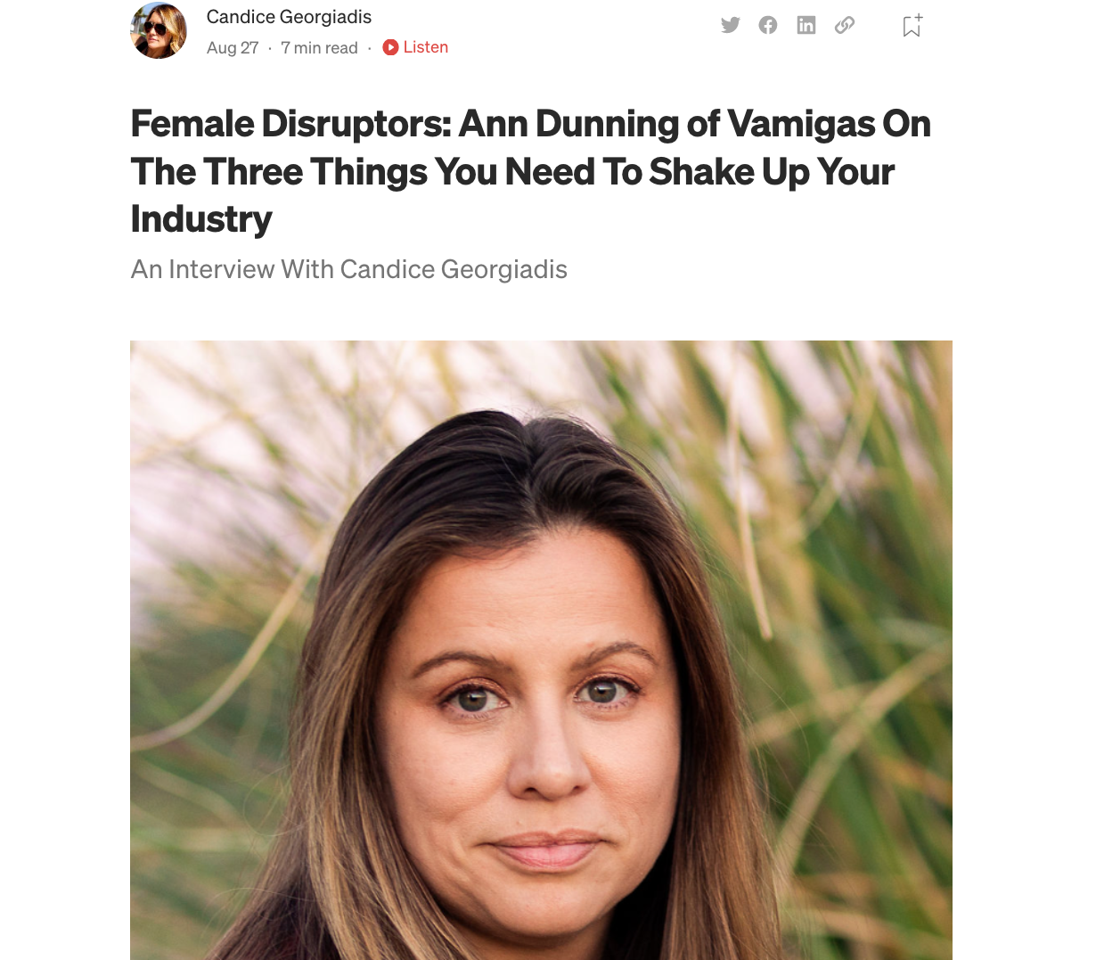 Female Disruptors: Ann Dunning of Vamigas On The Three Things You Need To Shake Up Your Industry